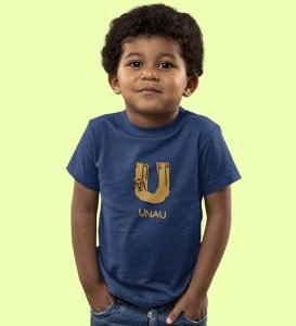 Ugly Unau, Boys Cotton Text Print Tshirt (Navy blue)