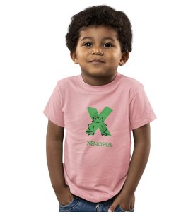 Xenopus Octopus,Boys Cotton Text Print Tshirt (Baby pink) 