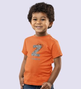 Zigzag Zebra,Boys Round Neck Printed Blended Cotton Tshirt (Orange)