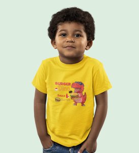 Foodie Dino, Boys Cotton Text Print T-Shirt