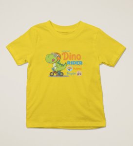 Dino Rider, Boys Round Neck Printed Blended Cotton Tshirt