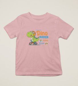 Dino Rider, Boys Round Neck Printed Blended Cotton Tshirt