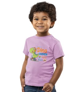 Dino Rider, Boys Round Neck Printed Blended Cotton Tshirt