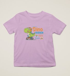 Dino Rider, Boys Round Neck Printed Blended Cotton Tshirt