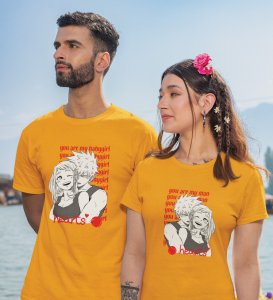 You Are My Man/You Are My Baby Girl Printed (Yellow) T-shirts For Couples
