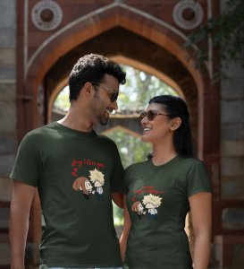 Stubborn Girlfriend Cute Printed (green) T-shirts For Couples