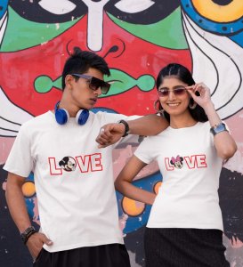 Lover's Point Printed (White) T-shirts For Couple
