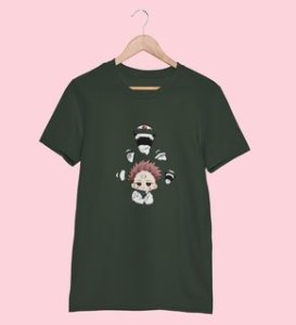 Sarcastic Itadori Cotton Green Printed Tshirt For Mens and Boys