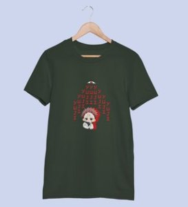 Evil Eye Itadori Cotton Green Printed Tshirt For Mens and Boys