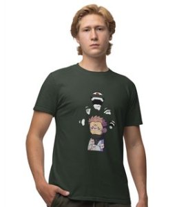 Itadori's Five Faces Cotton Green Tshirt For Mens and Boys