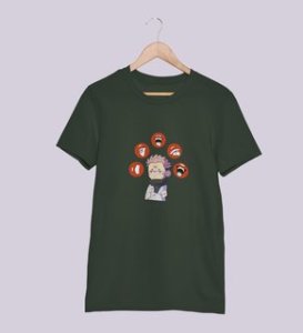 Printed Anime Cotton Green Tshirt For Mens and Boys