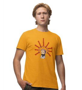 Printed Anime Cotton Yellow Tshirt For Mens and Boys