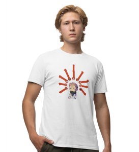 Five Faces Of Itadori Cotton White Printed Tshirt For Mens and Boys