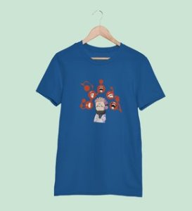 Nine Faced Itadori Cotton Blue Printed Tshirt For Mens and Boys