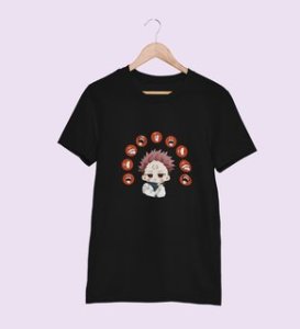 Itadori Two Faces, Cotton Black Tshirt For Mens and Boys