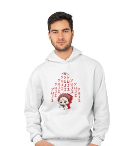 Evil Eye Itadori Cotton White Printed Hoodies For Mens and Boys
