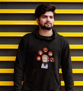 Anime Printed Cotton Black Hoodies For Mens and Boys