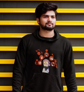 Itadori's Five Faces Cotton Black Hoodies For Mens and Boys