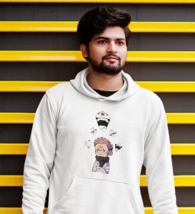 Itadori's Five Faces Cotton White Hoodies For Mens and Boys