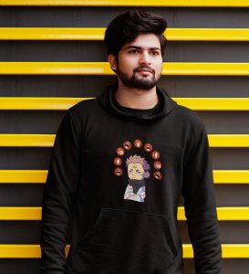 Printed Anime Cotton Black Hoodies For Mens and Boys