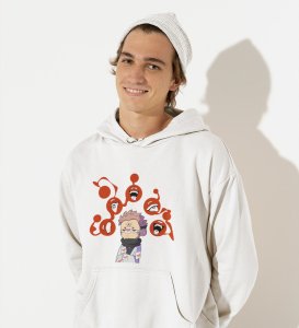 Nine Faced Itadori Cotton White Printed Hoodies For Mens and Boys