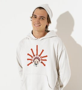 Anime Printed Itadori Cotton White Hoodies For Mens and Boys