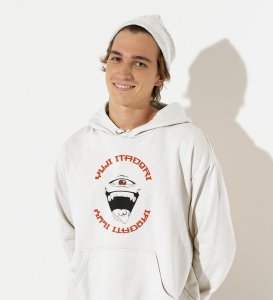 Itadori Two Faces Printed Cotton White Hoodies For Mens and Boys