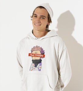 Monster Itadori Printed Cotton White Hoodies For Mens and Boys