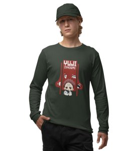 Notorious Itadori Cotton Green Full Sleeves Tshirt For Mens and Boys