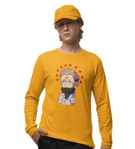 Evil Eye Itadori Cotton Yellow Printed Full Sleeves Tshirt For Mens and Boys