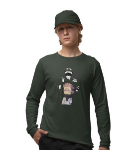 Printed Itadori Anime Cotton Green Full Sleeves Tshirt For Mens and Boys