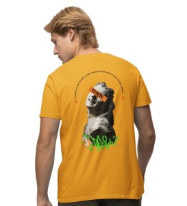 To The Moon Wings Yellow Round Neck Cotton Half Sleeved Men's T-Shirt with Printed Graphics