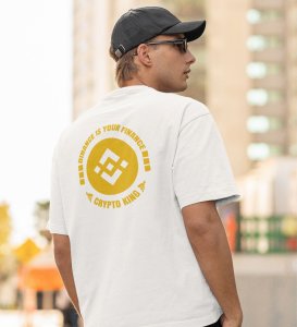 Crypto King Wings White Round Neck Cotton Half Sleeved Men's T Shirt with Printed Graphics