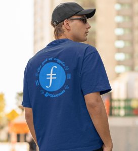 The God Of Crypto Wings Blue Round Neck Cotton Half Sleeved Men's T Shirt with Printed Graphics