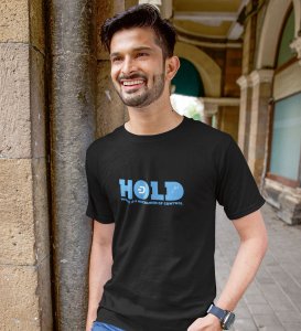 Money Mechanism Wings Black Round Neck Cotton Half Sleeved Men's T Shirt with Printed Graphics