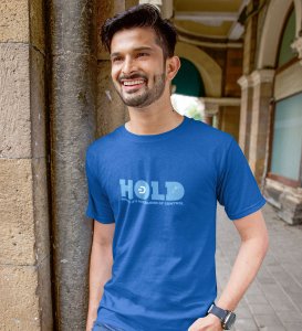 Money Mechanism Wings Blue Round Neck Cotton Half Sleeved Men's T Shirt with Printed Graphics