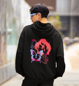 Tangled Souls Black Back Printed Graphic Hoodies For Men
