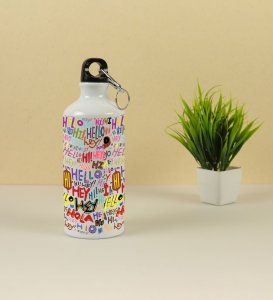 Start the Conversation with Hi, Hey, Hello Typography on Aluminium Water Bottle 600ml