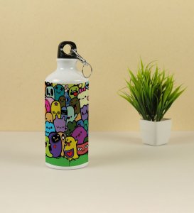Brighten Your Day with Lil Monsters in One Frame on Aluminium Water Bottle 600ml