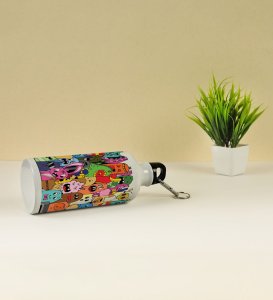 Colorful Shinie Eyes Creatures Doodles Printed Aluminium Water Bottle 600ml