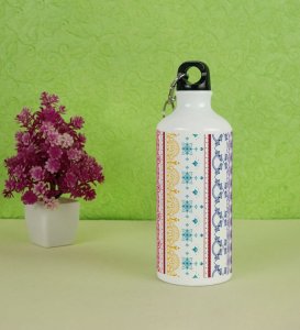 Traditional Folk Embroidery Line Set Printed Aluminium Water Bottle 600ml