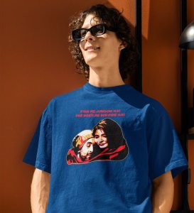 Dosti Is Peace Blue Round Neck Cotton Half Sleeved Men T Shirt with Printed Graphics