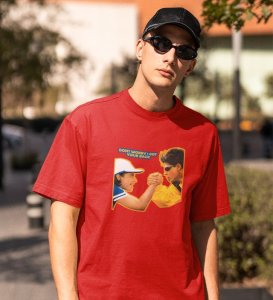 Friends Always Got Your Red Round Neck Cotton Half Sleeved Men T Shirt with Printed Graphics