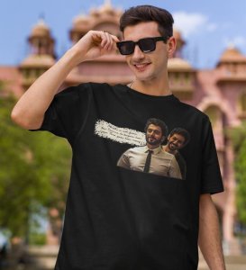 Friendship Anthem Black Round Neck Cotton Half Sleeved Men T Shirt with Printed Graphics