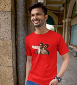 Friendship Anthem Red Round Neck Cotton Half Sleeved Men T Shirt with Printed Graphics