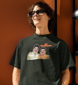 My Firebrigade! Green Round Neck Cotton Half Sleeved Men T Shirt with Printed Graphics