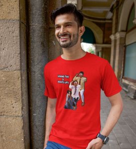 The Idiots Life Red Round Neck Cotton Half Sleeved Men T Shirt with Printed Graphics