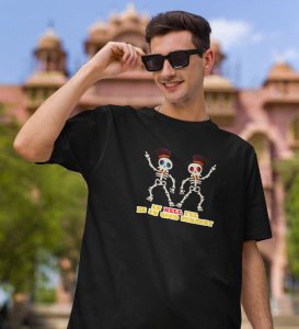 My Company For Hell Black Round Neck Cotton Half Sleeved Men T-Shirt with Printed Graphics