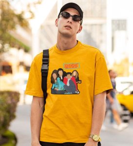 Simple Hai Yellow Round Neck Cotton Half Sleeved Men T-Shirt with Printed Graphics