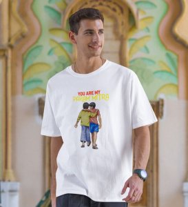 The Param Mitra White Round Neck Cotton Half Sleeved Men T-Shirt with Printed Graphics